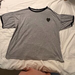 Gray Shirt with Black Heart Design